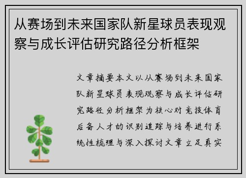 从赛场到未来国家队新星球员表现观察与成长评估研究路径分析框架 从赛场到未来国家队新星球员表现观察与成长评估研究路径分析框架